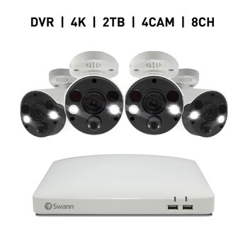 Swann 8CH 4K DVRシステム 2TB バレット型 カメラ4台
