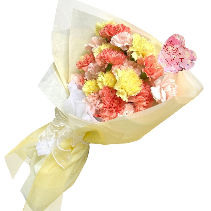 カーネーションの花束 24本 オレンジミックス 母の日期間配送 お届け日5月5日～5月10日
