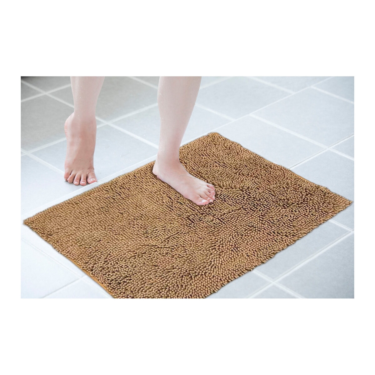 マイクロファイバー もこもこバスマット 60cm x 90cm ベージュ