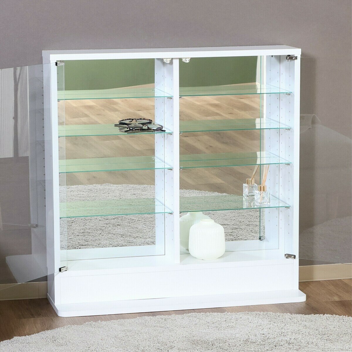 コレクションラック TOR ロータイプミラー付き ホワイト