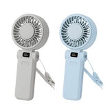 Seena ディスプレイ付 ハンディファン 2個セット グレイ×エアリーブルー