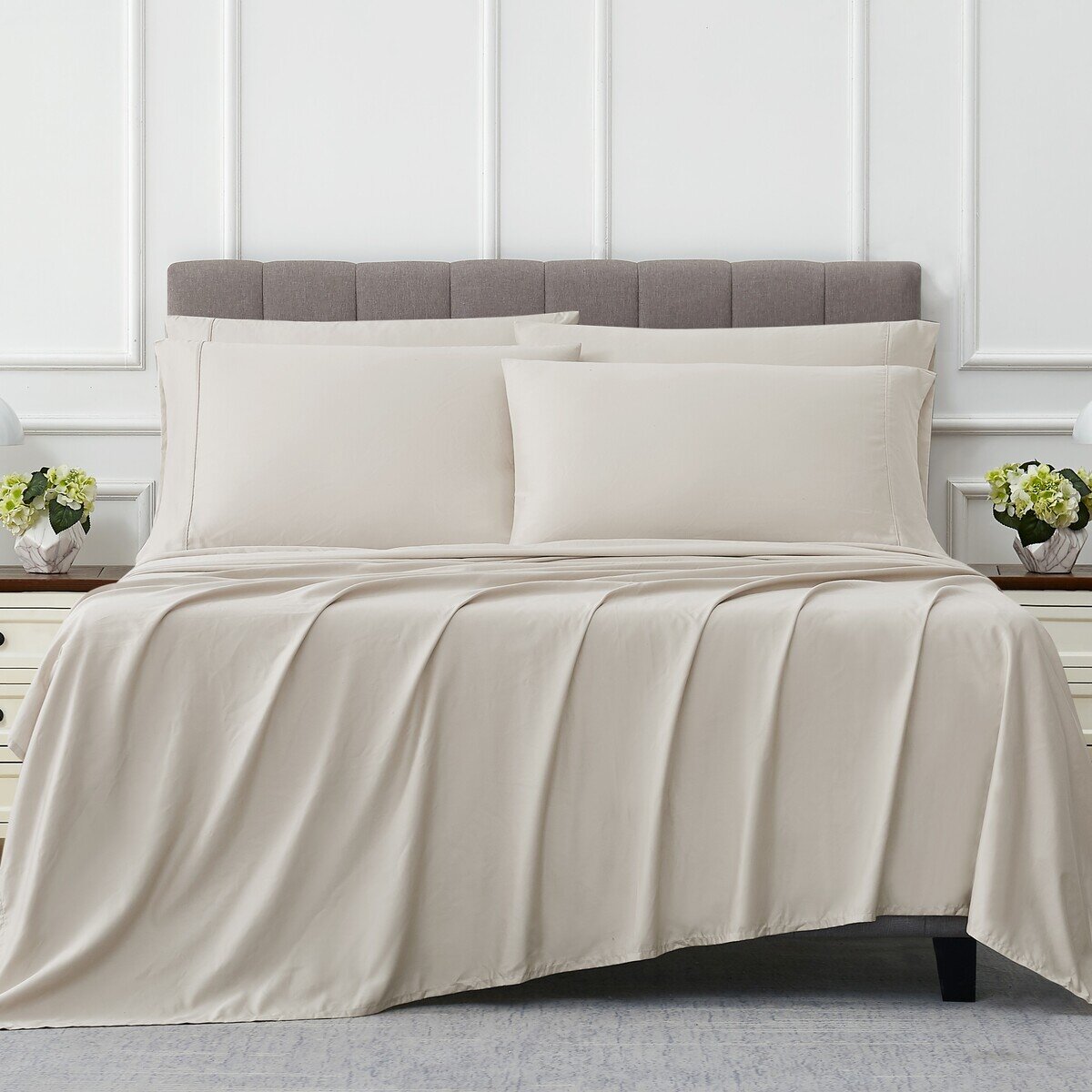 KS シーツセット 6点セット USキングサイズ ベージュ