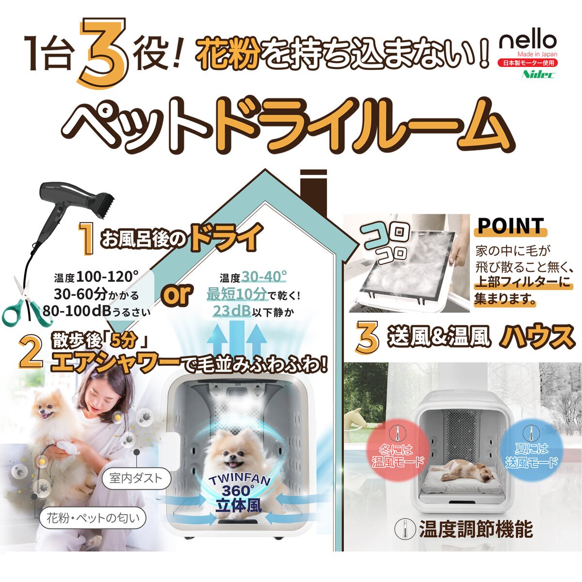 ペットドライルーム NELLO ピンク PD-B10-P