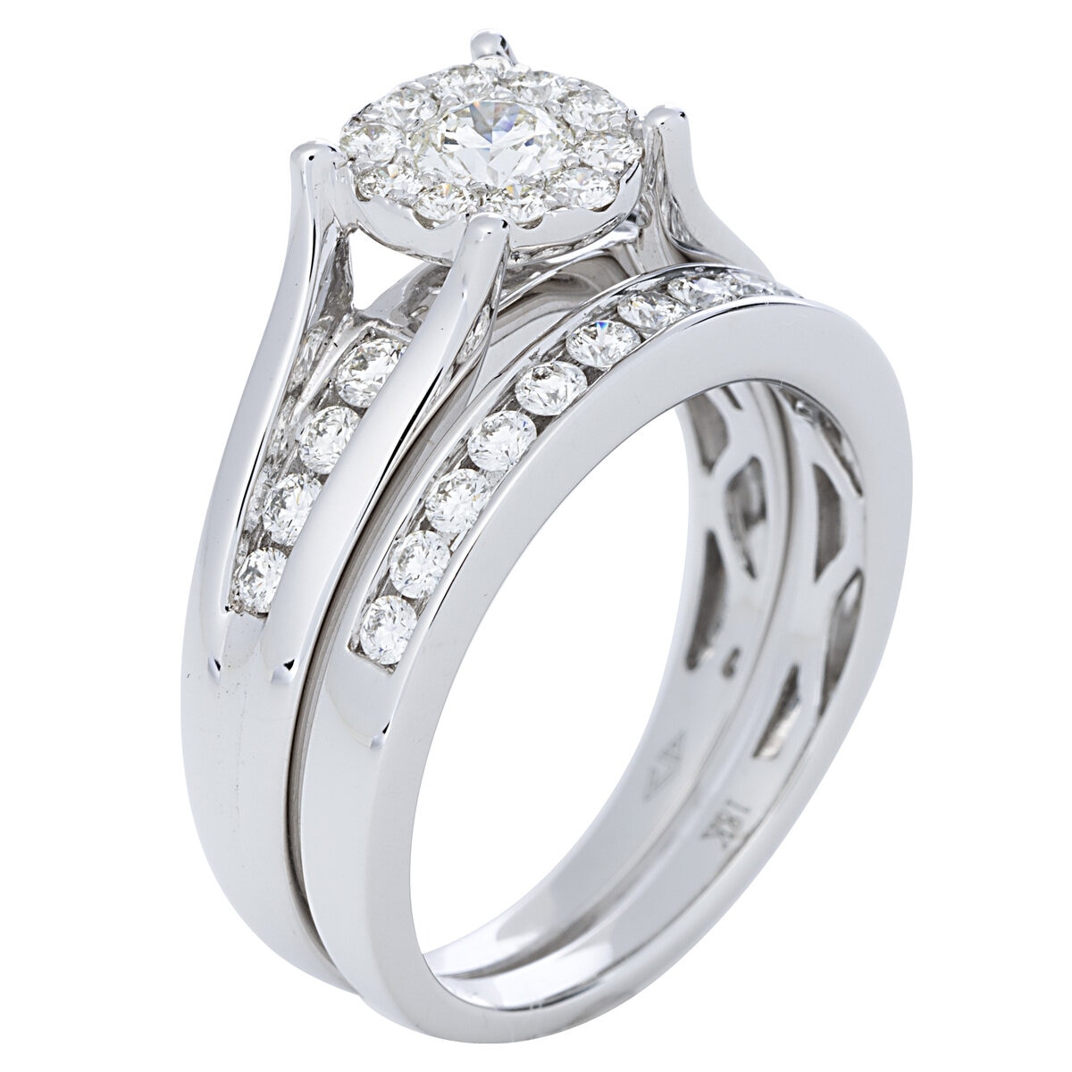 18K ホワイトゴールド 0.75カラット ウェディング リング セット 18K ホワイトゴールド 0.75カラット ウェディング リング セット