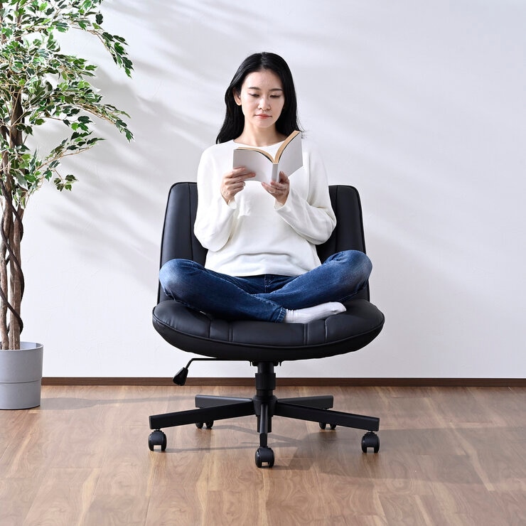 YAMAZEN ソファチェア あぐらがかける椅子 ブラック