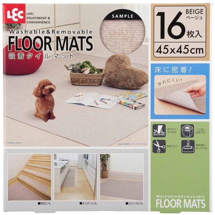 LEC（レック）吸着タイルマット 45ｘ45ｃｍ 16枚入り