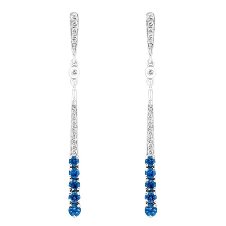 18K ホワイトゴールド サファイア ダイヤモンド ピアス 18K ホワイトゴールド サファイア ダイヤモンド ピアス