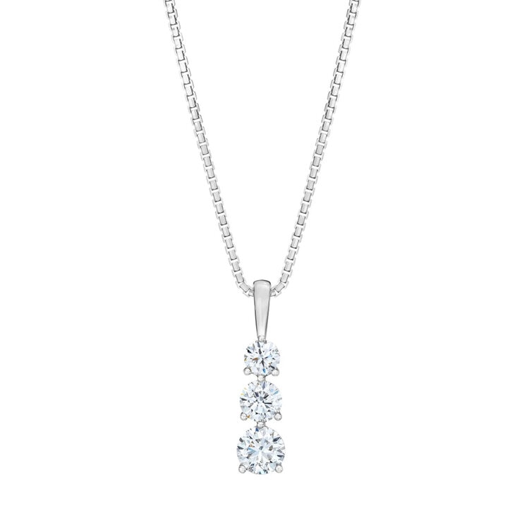 14K ホワイトゴールド 1.00カラット ダイヤモンド 3石 ペンダント ネックレス 14K ホワイトゴールド 1.00カラット ダイヤモンド 3石 ペンダント ネックレス