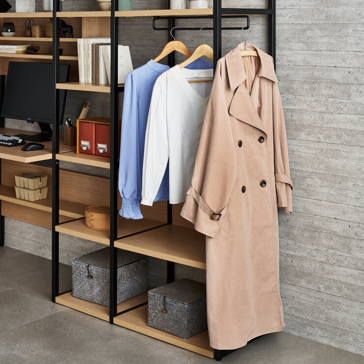 デスク & ハンガーラックセット ホワイト WAD-799598 MOWH