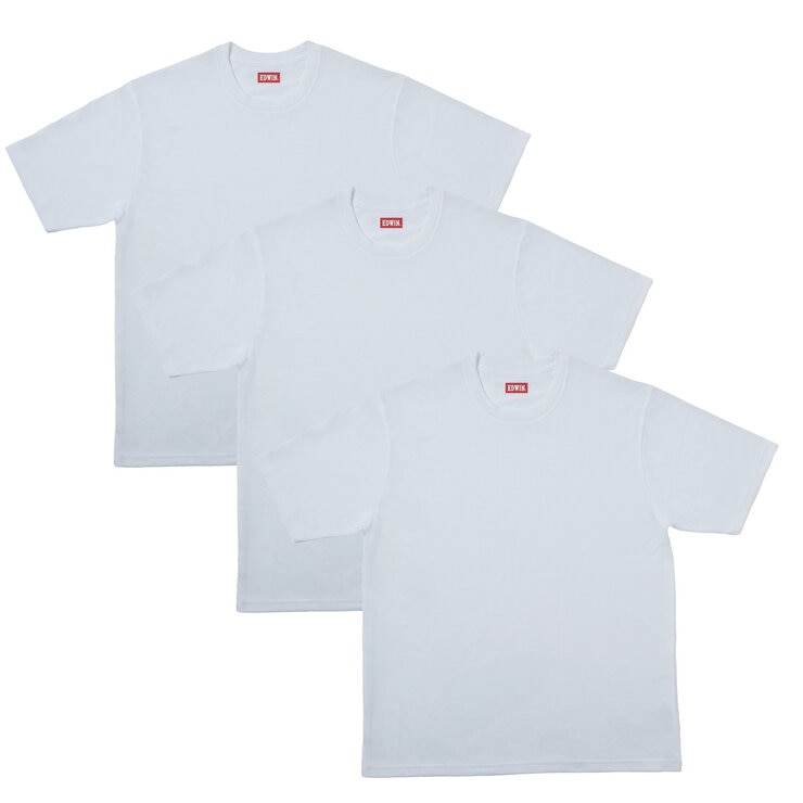 エドウイン メンズ クルーネック Tシャツ 3枚組 ホワイト/ブラック