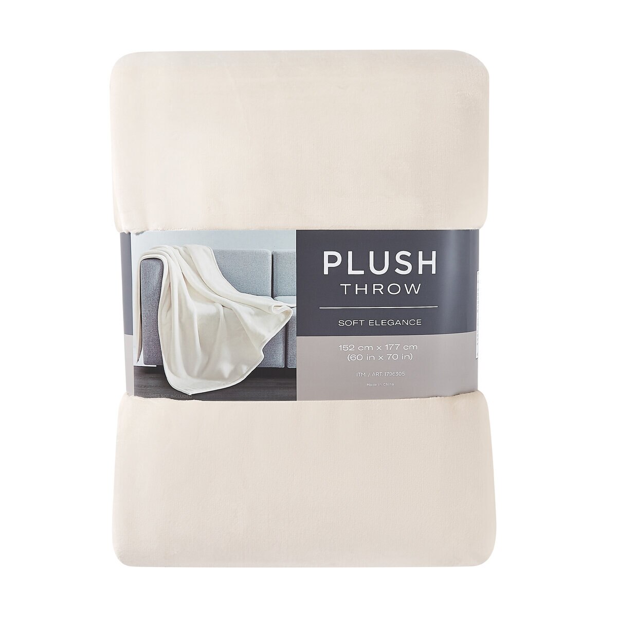 フランネル 大判ひざ掛け 152cm x 177cm アイボリー