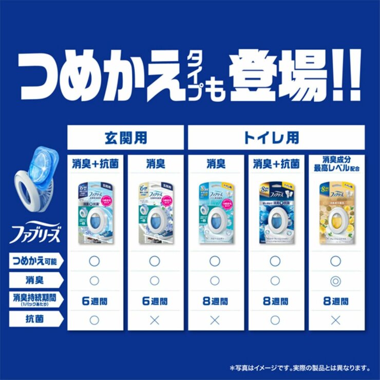 ファブリーズ 消臭芳香剤 トイレ用 壁と床まで消臭＋抗菌 ウルトラ・フレッシュ・シャボンの香り 詰め替え入り本体ケース1個6.3ml＋詰め替えパック5個 6.3mL 計6回分