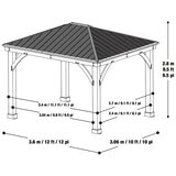 Yardistry 12x10 フィート (3.6 x 3.0m) ウッドガゼボ アルミ製屋根