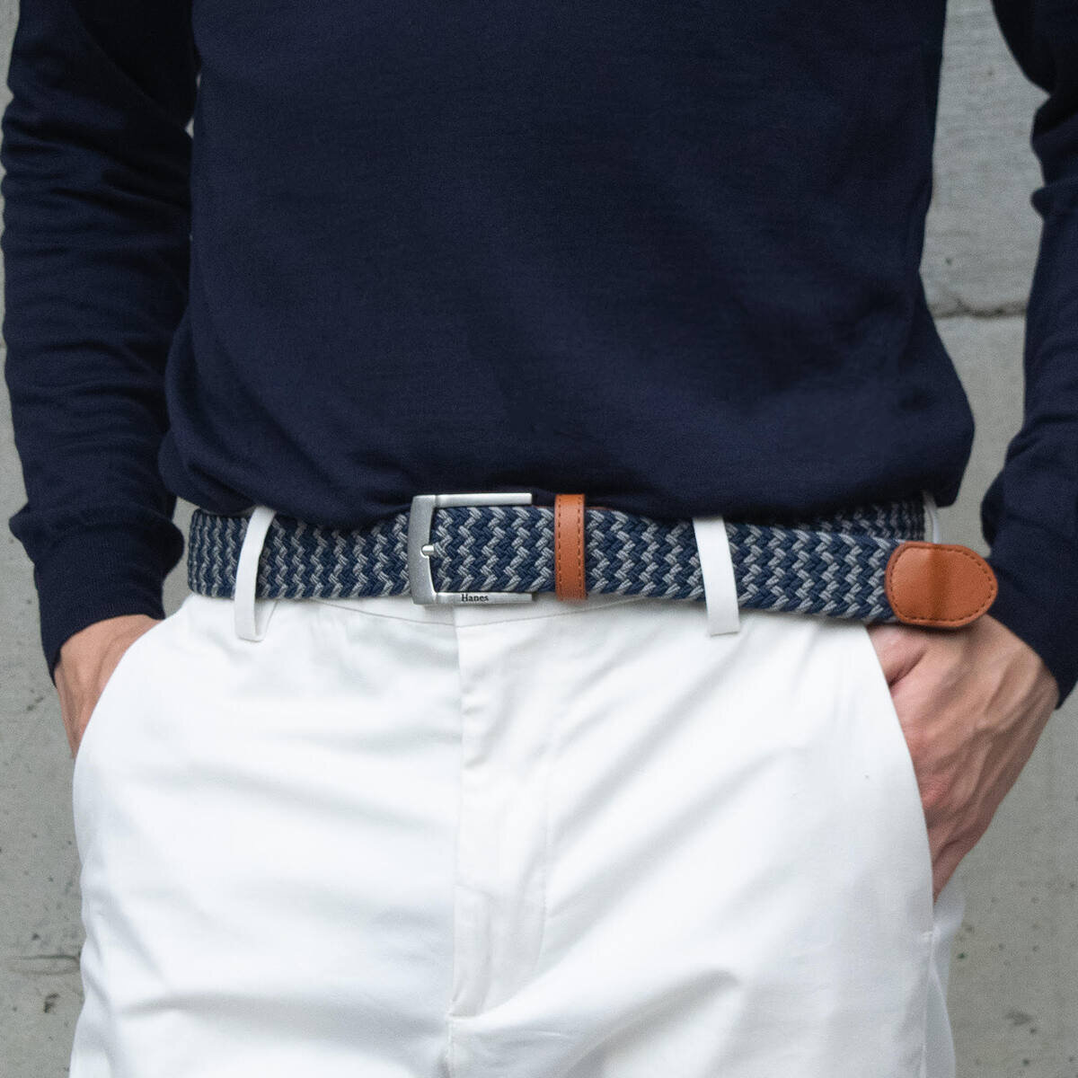 ヘインズ メッシュベルト ネイビー/グレー