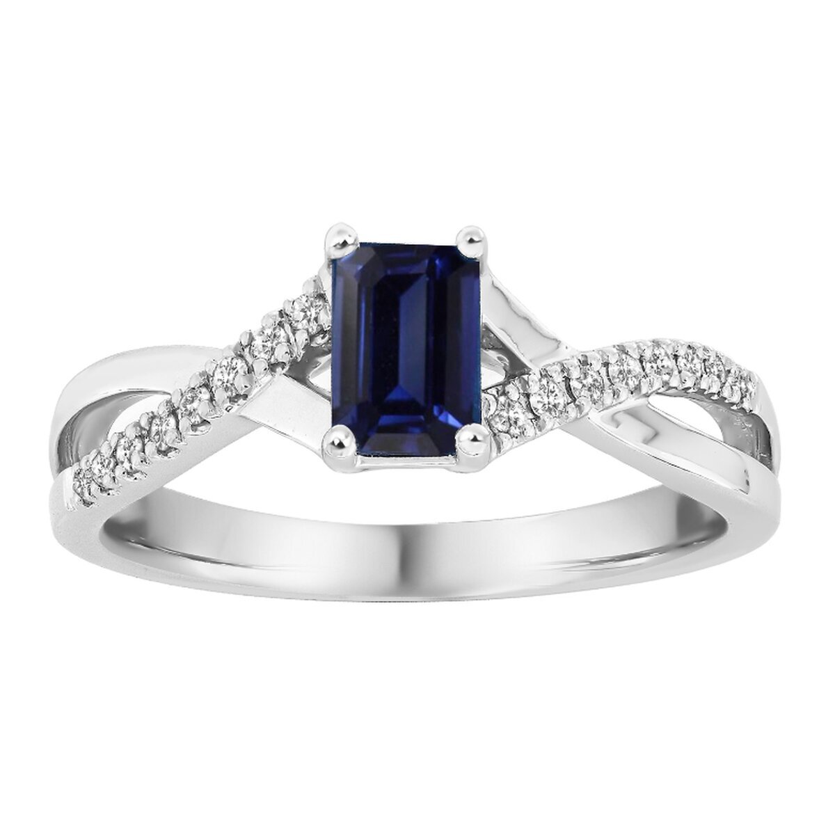 18K White Gold 0.1ct Diamond & Sapphire Ring