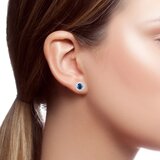 14K ホワイトゴールド 0.17カラット ダイヤモンド / ブルートパーズ ピアス