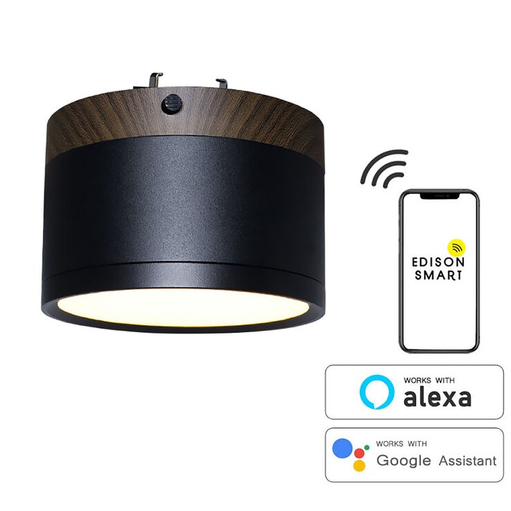 Edison Smart（エジソンスマート）ウッド調 ミニシーリングライト 引掛けシーリング ウォールナットブラック
