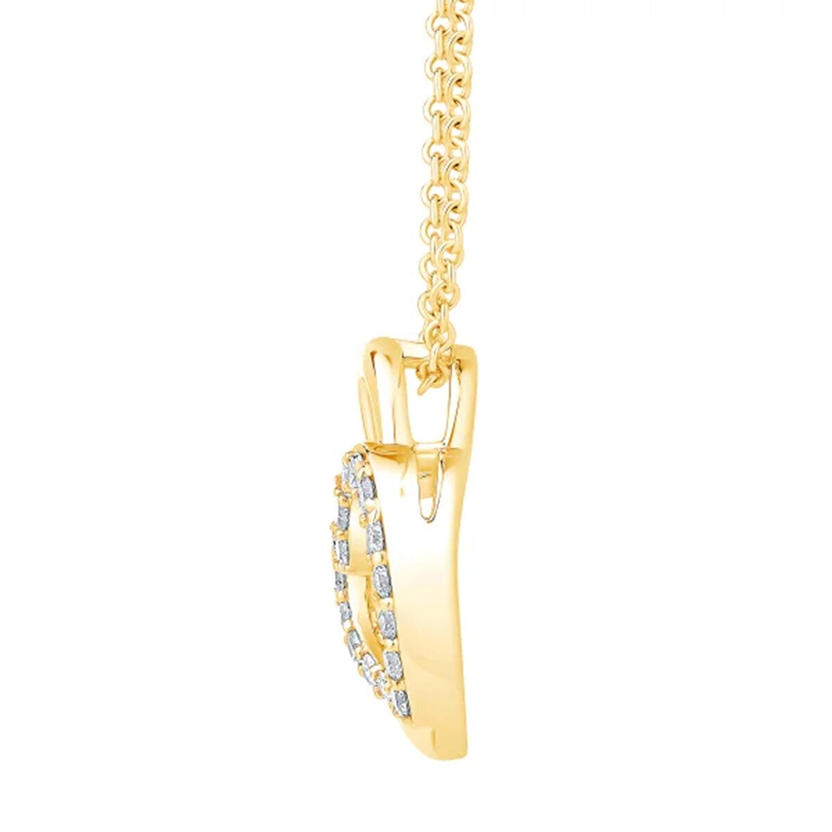 14K イエローゴールド 0.15カラット ダイヤモンド ハートネックレス
