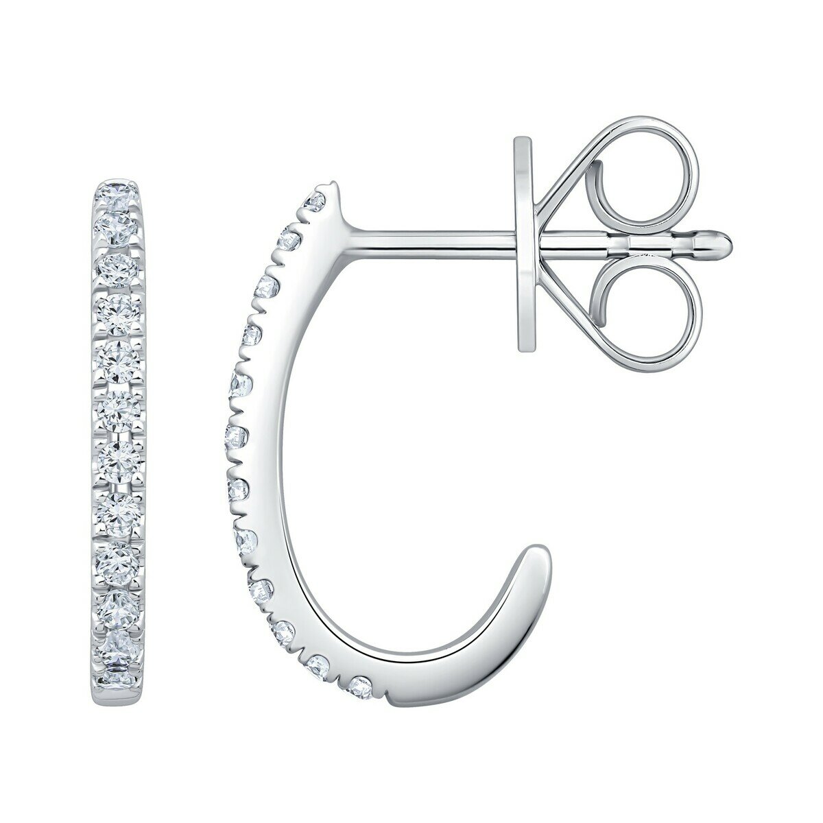 18K ホワイトゴールド 0.25カラット ダイヤモンド Jフープ ピアス