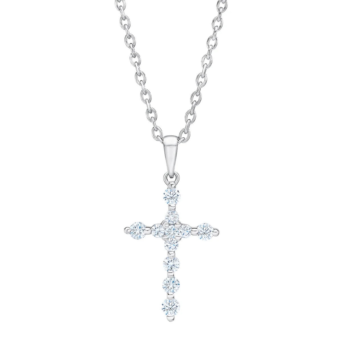 14K ホワイトゴールド 0.43カラット クロス ペンダント