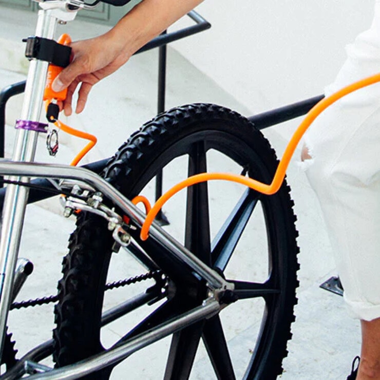 ユーラック BAUHAUS ディンプルキー付き ワイヤーロック オレンジ