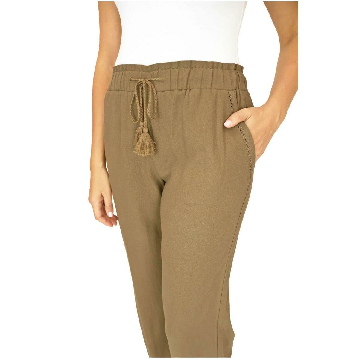 ブリッジ レディース リネン パンツ タイガーズ アイ S