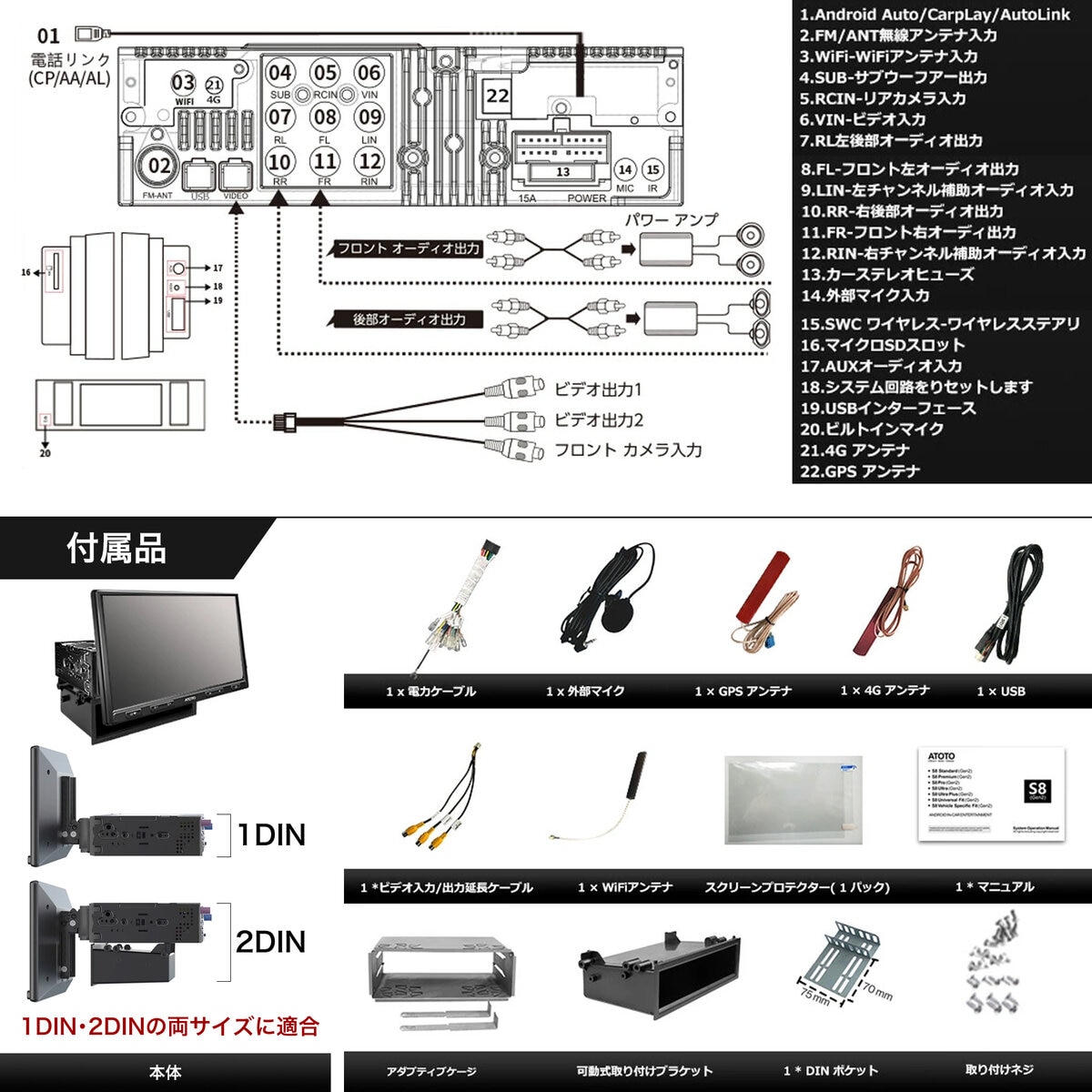 ATOTO S8 Ultra Plus 10” ディスプレイオーディオ 6G/128G