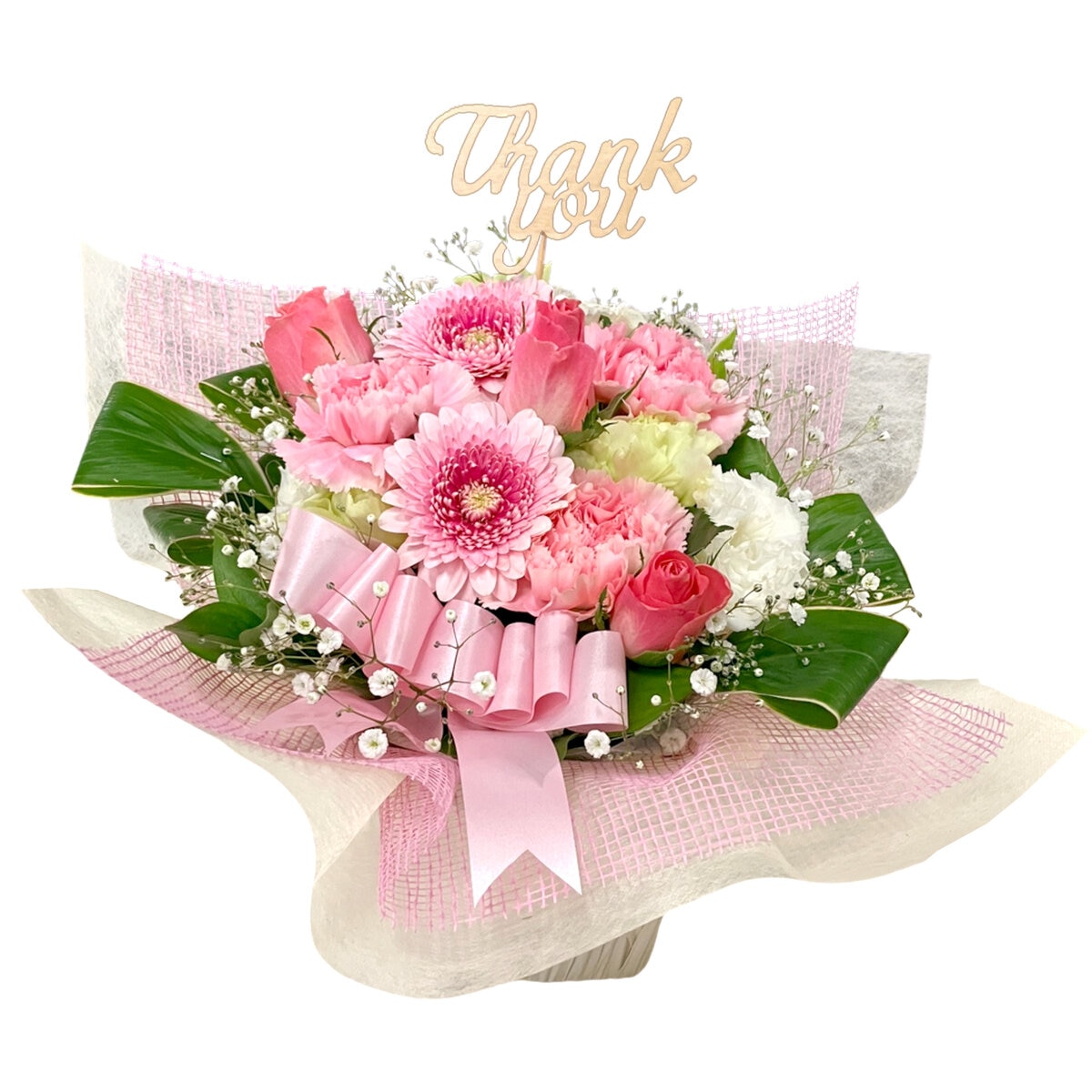 Thank you ギフト フラワーアレンジメント ピンク