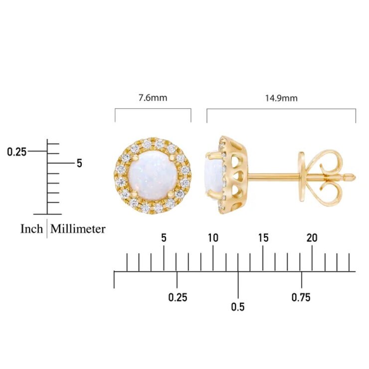 14K イエローゴールド 0.12カラット ダイヤモンド / オパール ピアス 14K イエローゴールド 0.12カラット ダイヤモンド / オパール ピアス