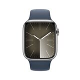 Apple Watch Series 9（GPS + Cellularモデル）- 45mmシルバーステンレススチールケースとストームブルースポーツバンド - S/M