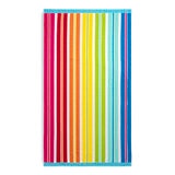 大判ビーチタオル 102cm x 183cm ストライプ ブルーピンク
