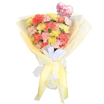 カーネーションの花束 24本 オレンジミックス 母の日期間配送 お届け日5月5日～5月10日