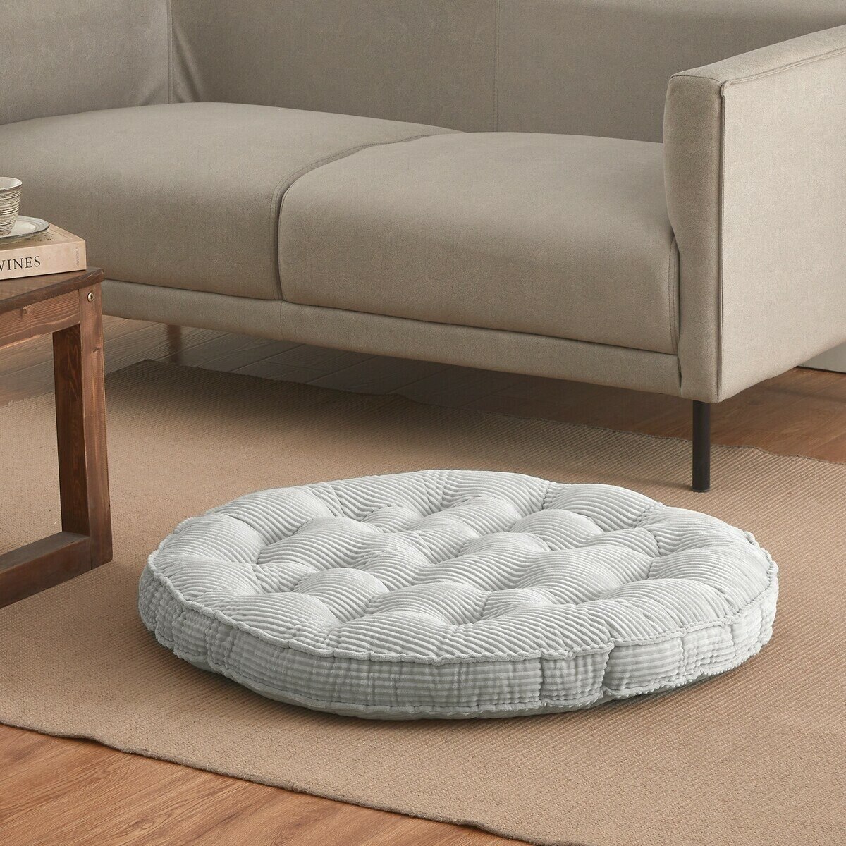 コーデュロイ フロアクッション 76cm x 76cm　ドリズル