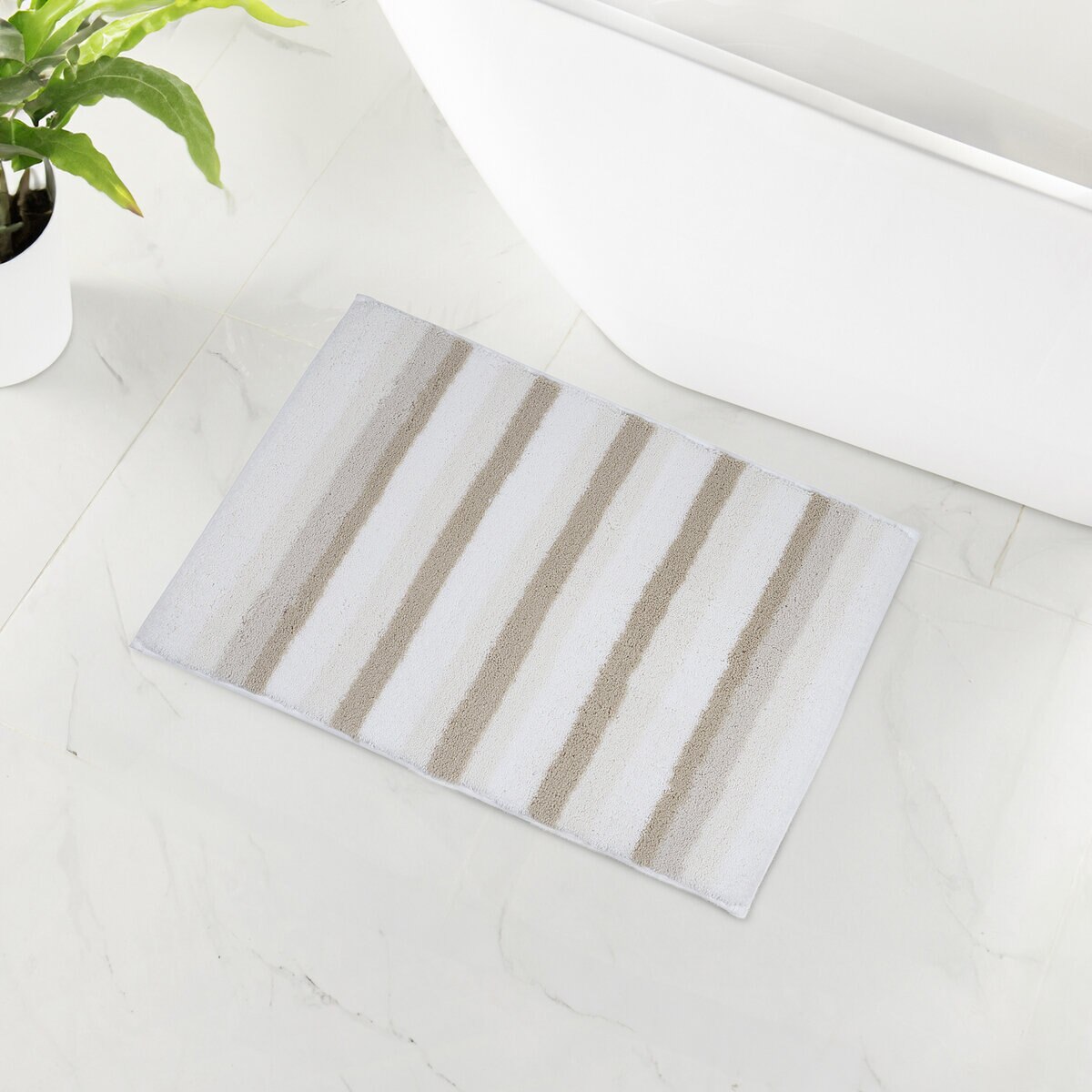 WELHOME バスラグ 45cm x 60cm 2個パック タンストライプ