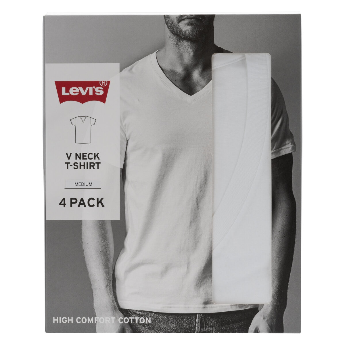 リーバイス メンズ Vネック Tシャツ 4枚組 ホワイト M