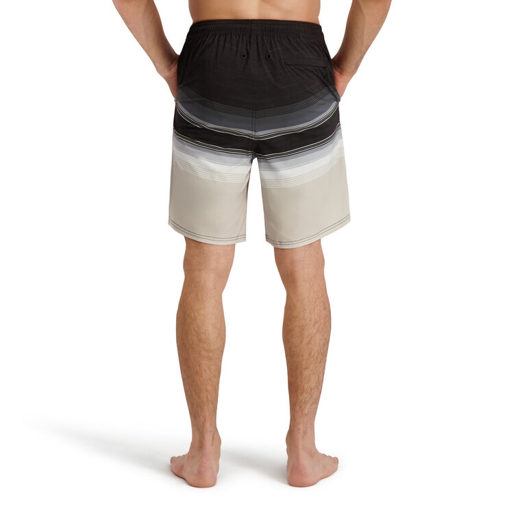 カークランドシグネチャー メンズ 水着ショーツ ブラックホライズンストライプ S