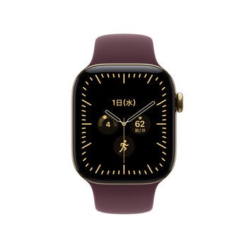 Apple Watch S12 GPS+Cellular 42mm ラディアントゴールドチタニウムケースとバーガンディスポーツバンド - S/M