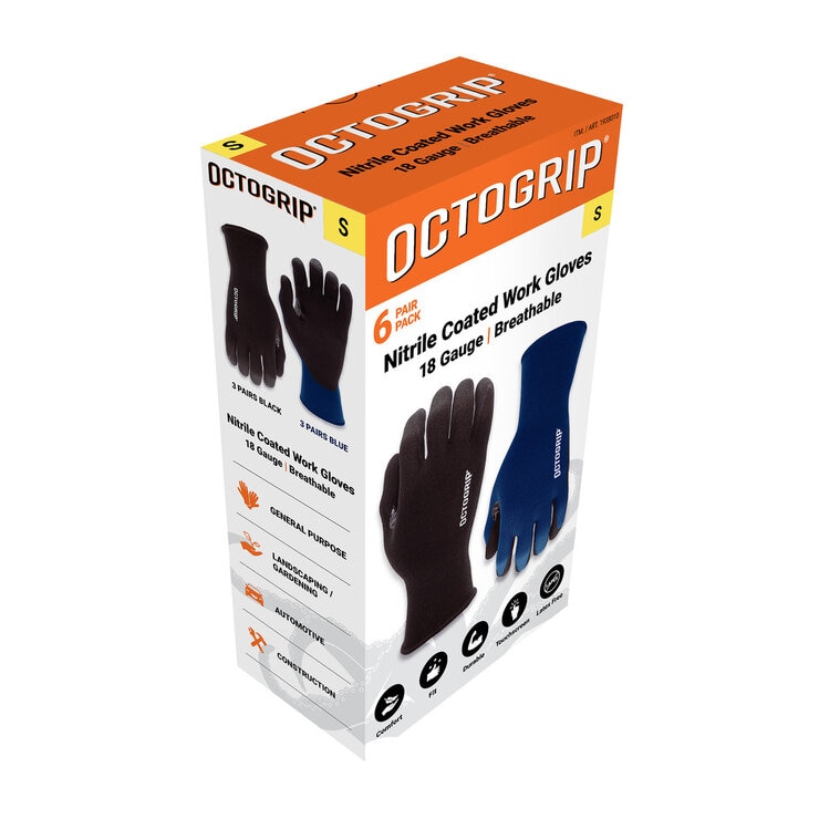 オクトグリップ ワークグローブ 18ゲージニトリル 手袋 6双セット