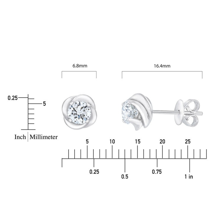 14K ホワイトゴールド 0.80カラット フローラル ピアス