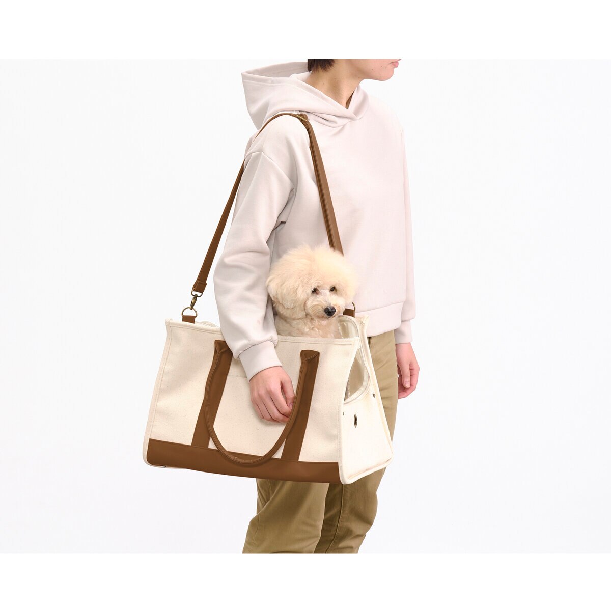 キャンバス トート キャリー L サイズ （アイボリーとグレー）