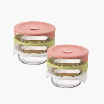 ロック&ロック ガラス容器 6個セット(蓋付き)