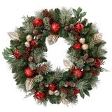 クリスマスリース 直径約76cm LEDライト付き レッド