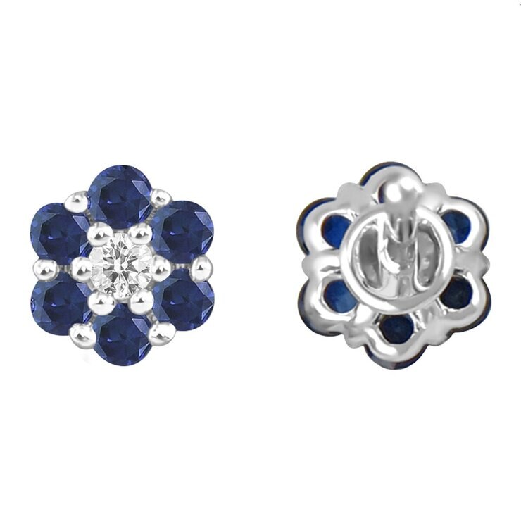 18K ホワイトゴールド 0.05カラット ダイヤモンド&サファイヤ フラワーピアス 18K ホワイトゴールド 0.05カラット ダイヤモンド&サファイヤ フラワーピアス