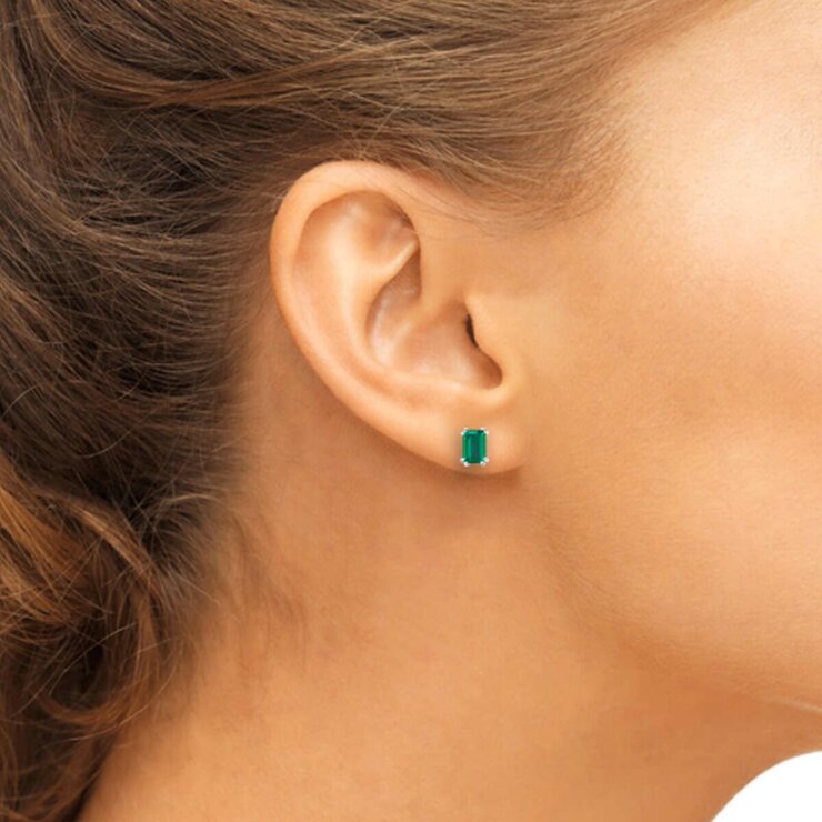 18K ホワイトゴールド 合成エメラルド ピアス 18K ホワイトゴールド 合成エメラルド ピアス