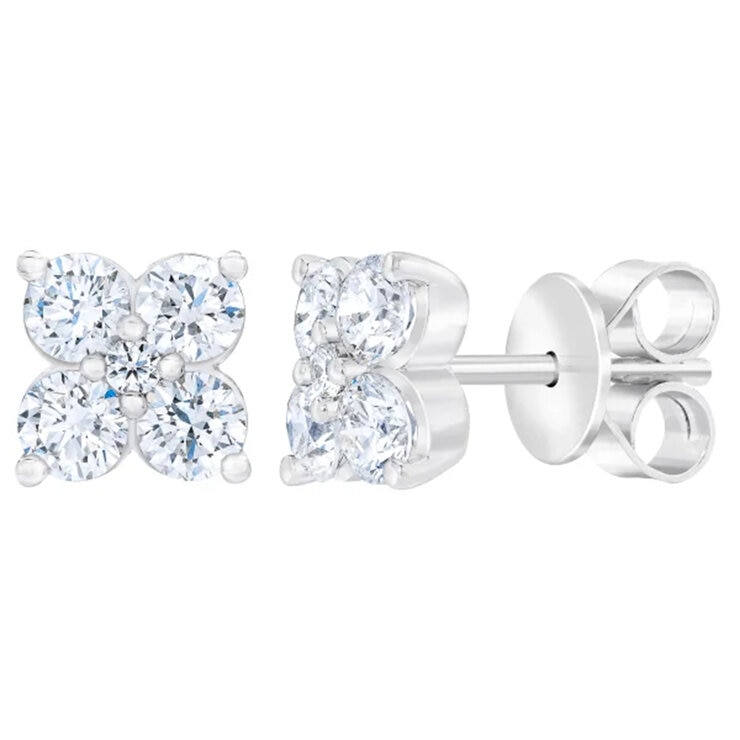 14K ホワイトゴールド 1.00カラット 花柄 ダイヤモンド イヤリング 14K ホワイトゴールド 1.00カラット 花柄 ダイヤモンド イヤリング