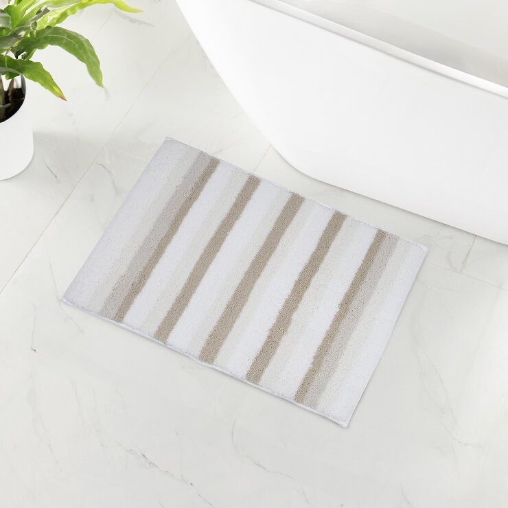 WELHOME バスラグ 45cm x 60cm 2個パック タンストライプ
