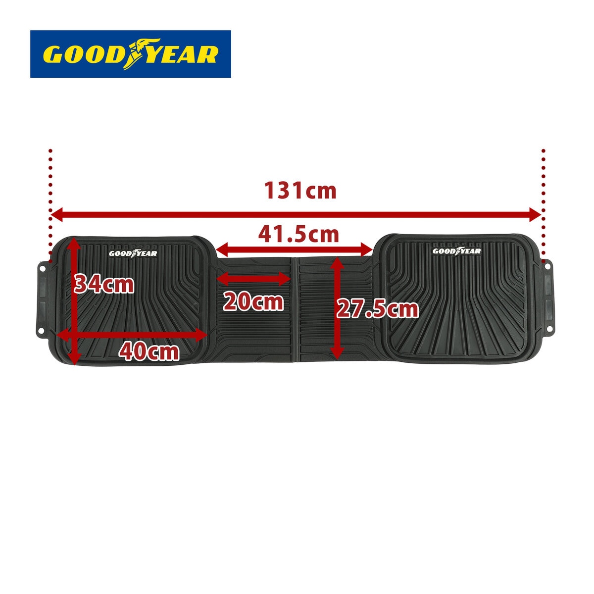グッドイヤー 汎用 オールウェザー ラバーフロアマット GOODYEARロゴ入り 3枚セット