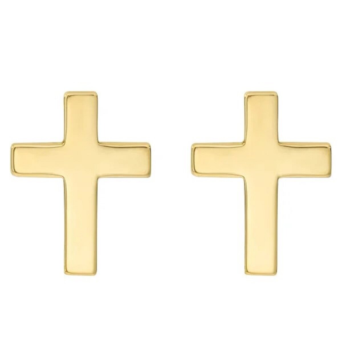 14K イエローゴールド クロス スタッドピアス