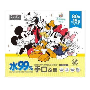水99% 手口ふき / ミッキー＆フレンズ 80枚入ｘ15個 (1200枚)