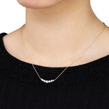 あこやパール 18K イエローゴールド パール 5点 ＆ ダイヤモンド 0.04カラット ネックレス